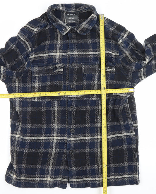 Primark Men's Blue Check Cotton Shacket Jacket L Regular Fit
