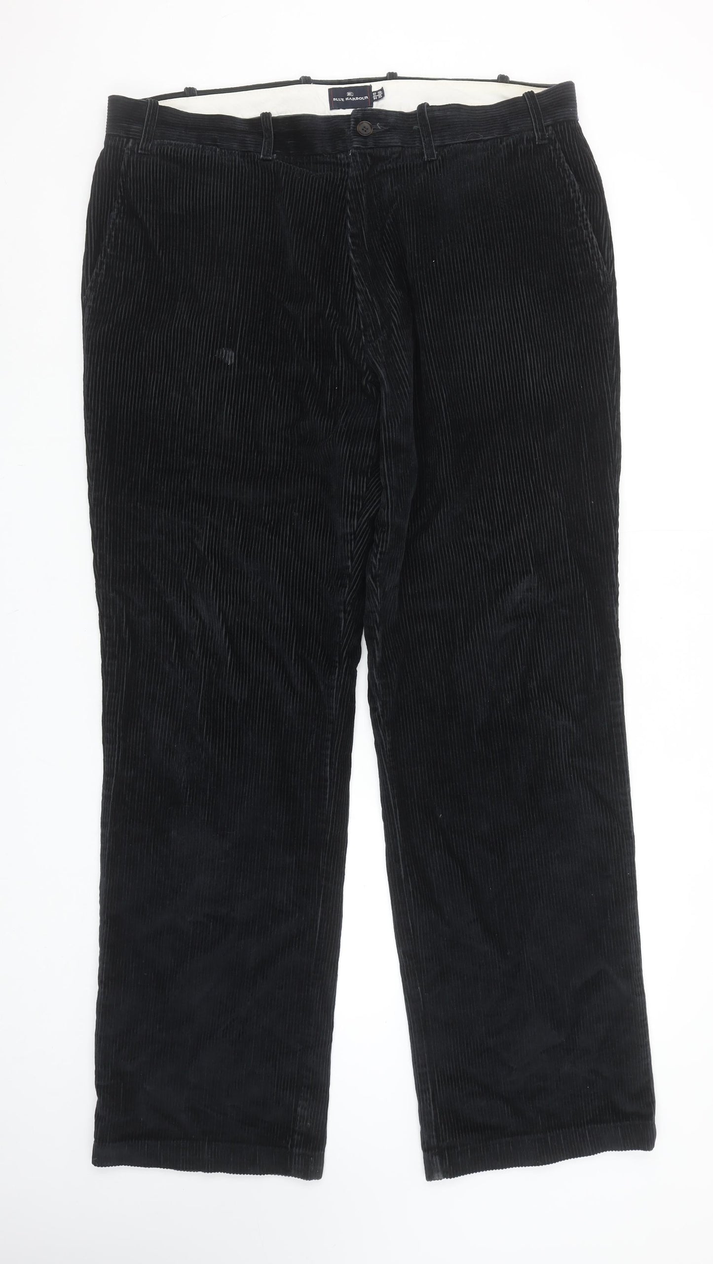 Marks and Spencer Blue Harbour Men's Black Corduroy Trousers 38W 33L Regular Fit