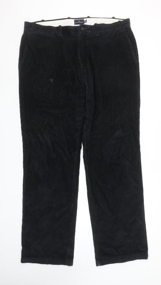 Marks and Spencer Blue Harbour Men's Black Corduroy Trousers 38W 33L Regular Fit