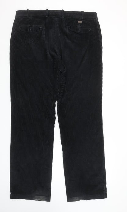 Marks and Spencer Blue Harbour Men's Black Corduroy Trousers 38W 33L Regular Fit