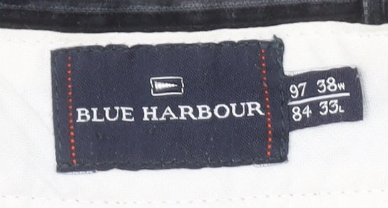 Marks and Spencer Blue Harbour Men's Black Corduroy Trousers 38W 33L Regular Fit