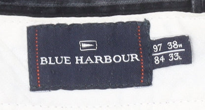 Marks and Spencer Blue Harbour Men's Black Corduroy Trousers 38W 33L Regular Fit