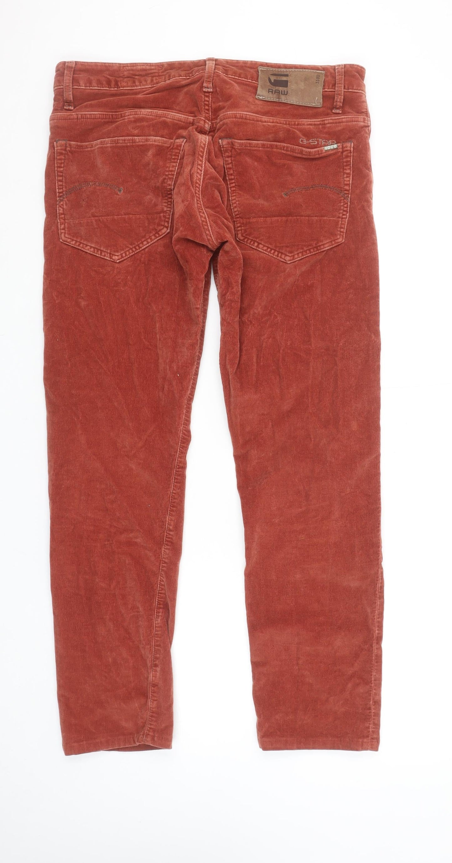 G-Star RAW 3301 Men’s Brown Corduroy Slim Trousers Size 32W 32L