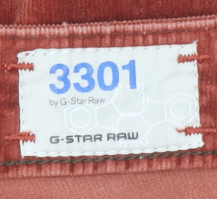 G-Star RAW 3301 Men’s Brown Corduroy Slim Trousers Size 32W 32L