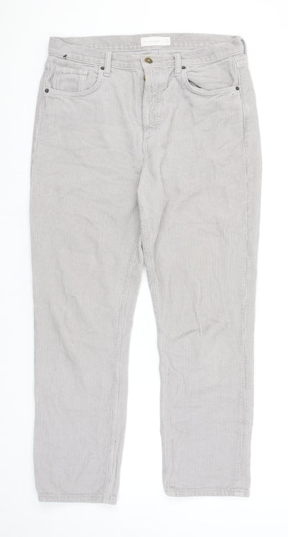 Topshop Womens Grey Corduroy Straight Chino Trousers Size 12