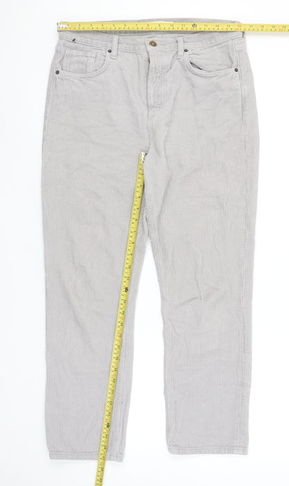 Topshop Womens Grey Corduroy Straight Chino Trousers Size 12