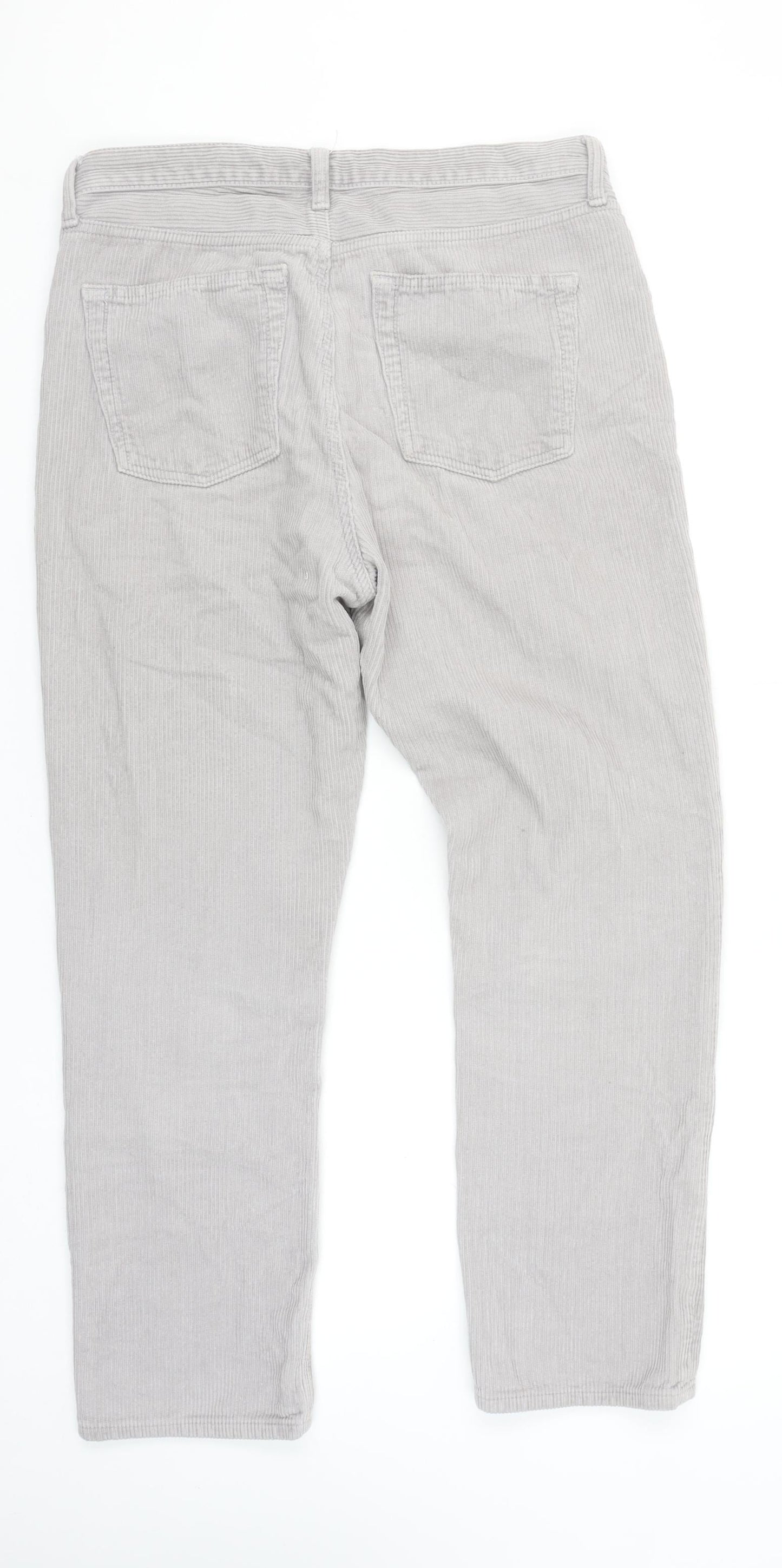 Topshop Womens Grey Corduroy Straight Chino Trousers Size 12