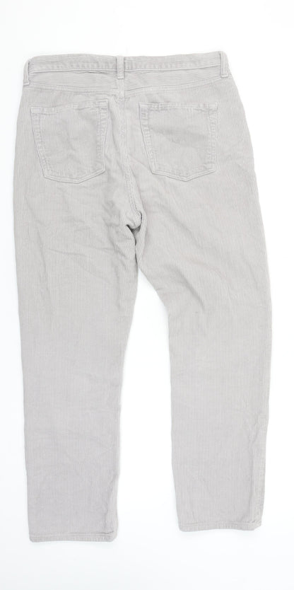 Topshop Womens Grey Corduroy Straight Chino Trousers Size 12