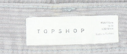 Topshop Womens Grey Corduroy Straight Chino Trousers Size 12