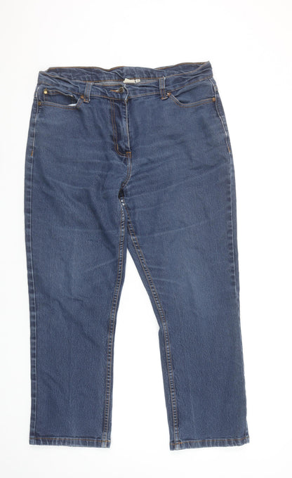 Cotton Traders Women Blue Size 14 Straight Leg Stretch Jeans