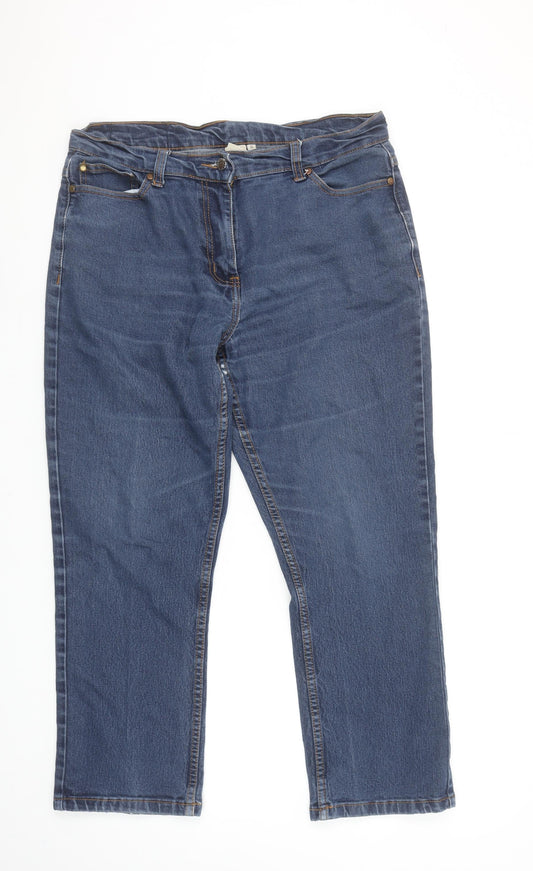 Cotton Traders Women Blue Size 14 Straight Leg Stretch Jeans