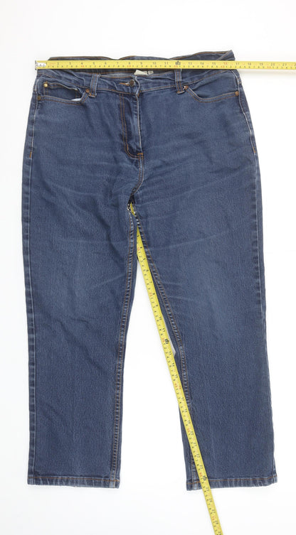 Cotton Traders Women Blue Size 14 Straight Leg Stretch Jeans