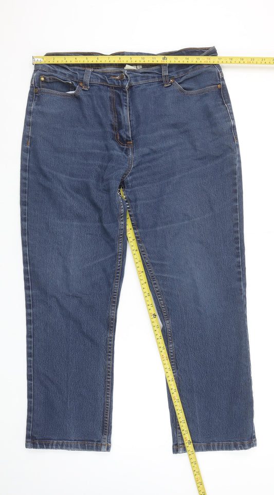 Cotton Traders Women Blue Size 14 Straight Leg Stretch Jeans