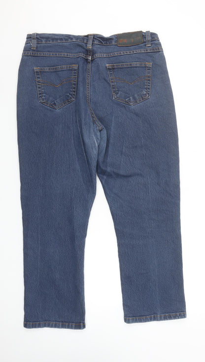 Cotton Traders Women Blue Size 14 Straight Leg Stretch Jeans