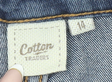 Cotton Traders Women Blue Size 14 Straight Leg Stretch Jeans