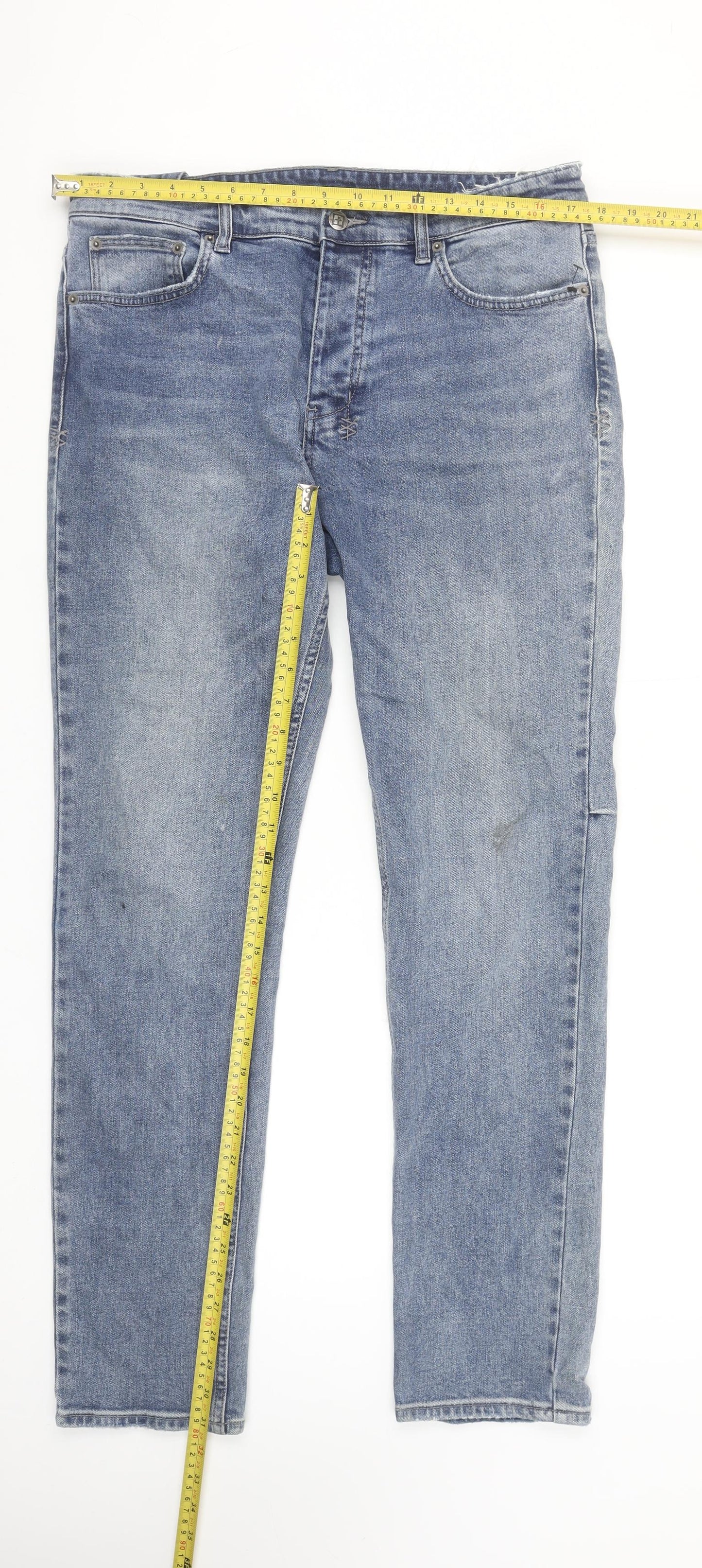 Ksubi Men's Blue 34 Straight Fit Stretch Denim Jeans