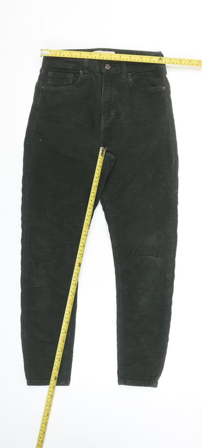 Topshop Women Green Corduroy Jamie Skinny Trousers W28 L30
