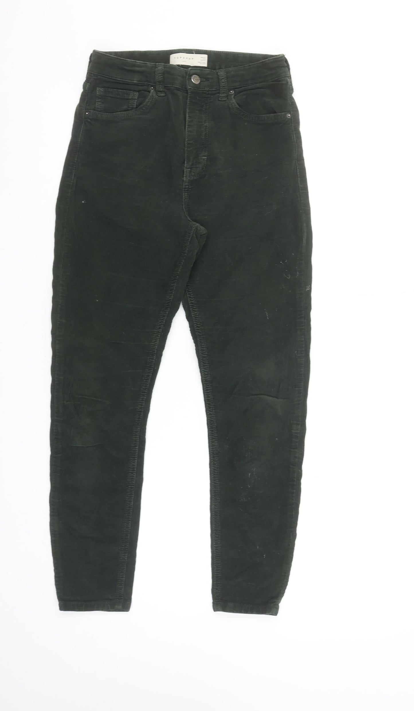 Topshop Women Green Corduroy Jamie Skinny Trousers W28 L30