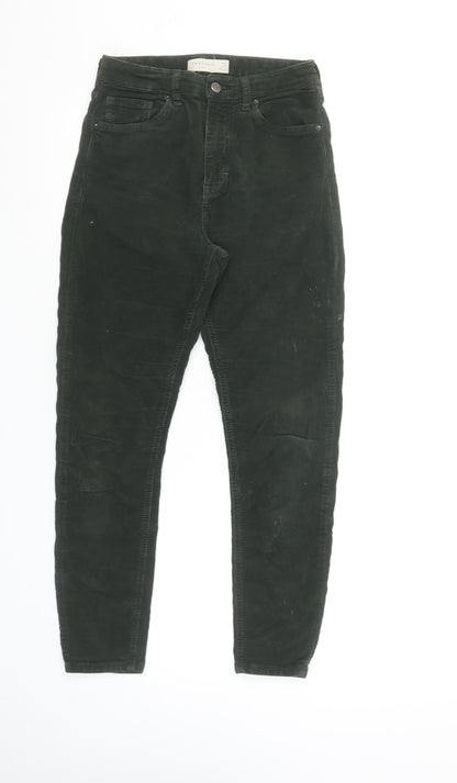 Topshop Women Green Corduroy Jamie Skinny Trousers W28 L30