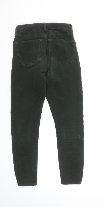 Topshop Women Green Corduroy Jamie Skinny Trousers W28 L30