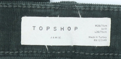 Topshop Women Green Corduroy Jamie Skinny Trousers W28 L30