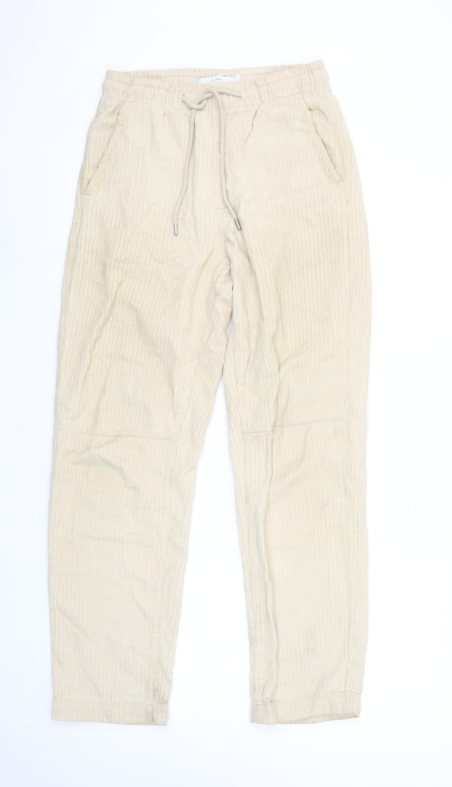 Bershka Women’s Beige Corduroy Jogger Trousers Size 6