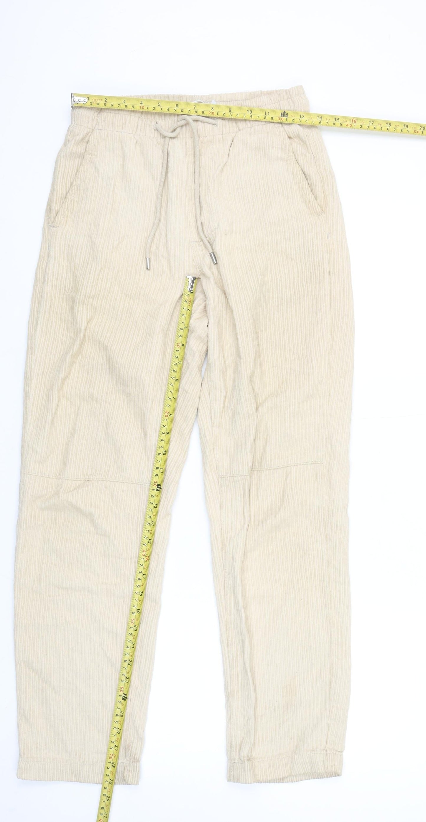 Bershka Women’s Beige Corduroy Jogger Trousers Size 6