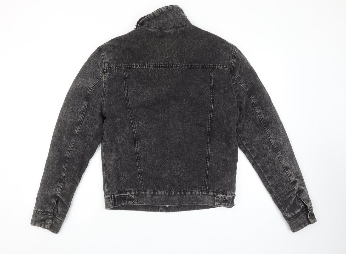 Primark Men's Grey Denim Sherpa Collar Jacket Size S