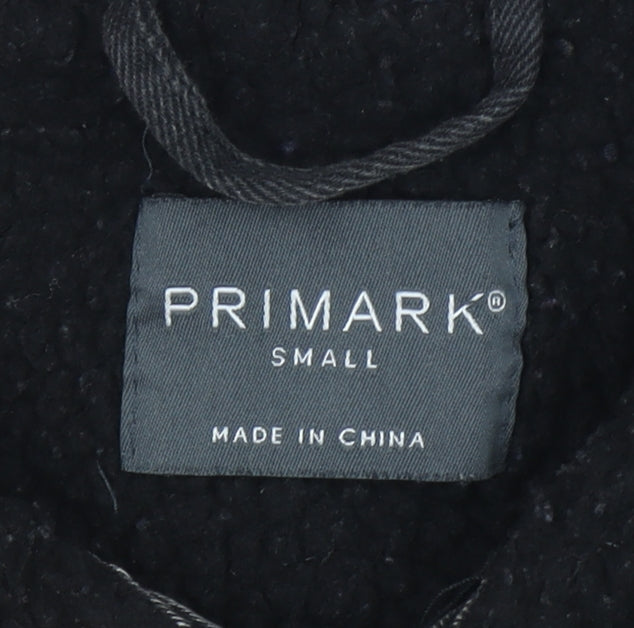 Primark Men's Grey Denim Sherpa Collar Jacket Size S