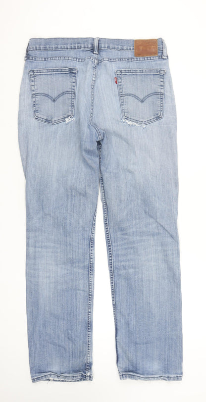 Levi's 514 Men's Blue 36x32 Straight Fit Distressed Jeans