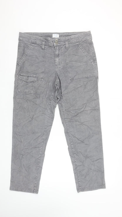 Womens UK Size 10 Time and Tru Regular Fit Cargo Grey Trousers