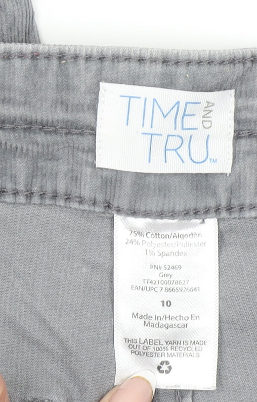 Womens UK Size 10 Time and Tru Regular Fit Cargo Grey Trousers