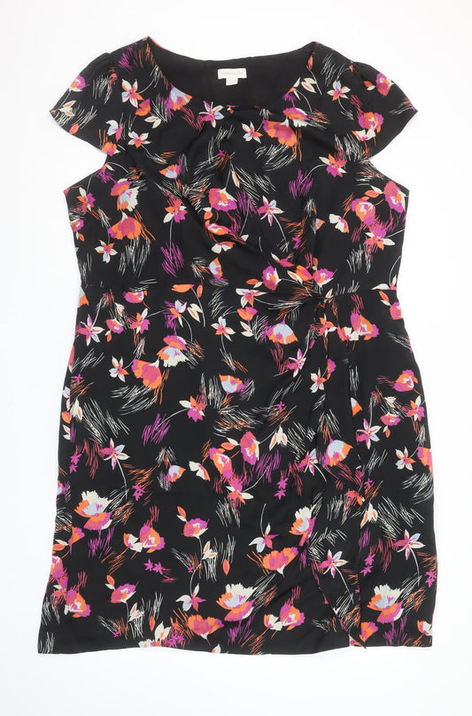 Monsoon Women’s Black Floral Sheath Dress Size 22 Short Sleeve