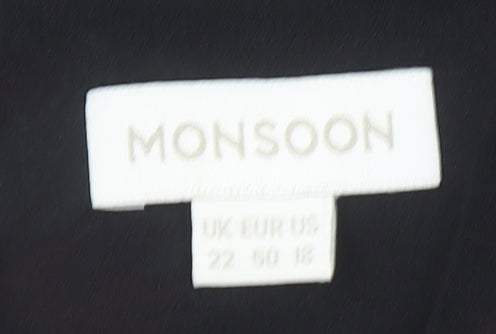 Monsoon Women’s Black Floral Sheath Dress Size 22 Short Sleeve