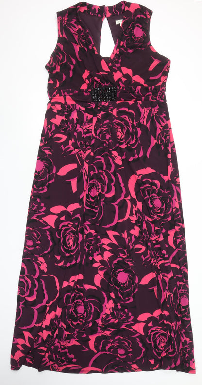 Monsoon Women's Multicoloured Floral Sleeveless Long Wrap Dress Size 18