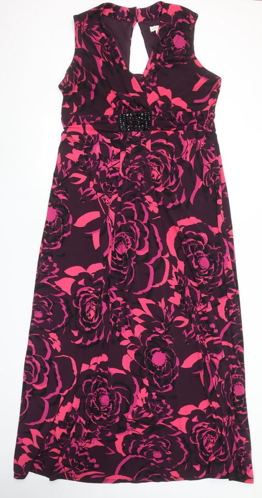 Monsoon Women's Multicoloured Floral Sleeveless Long Wrap Dress Size 18