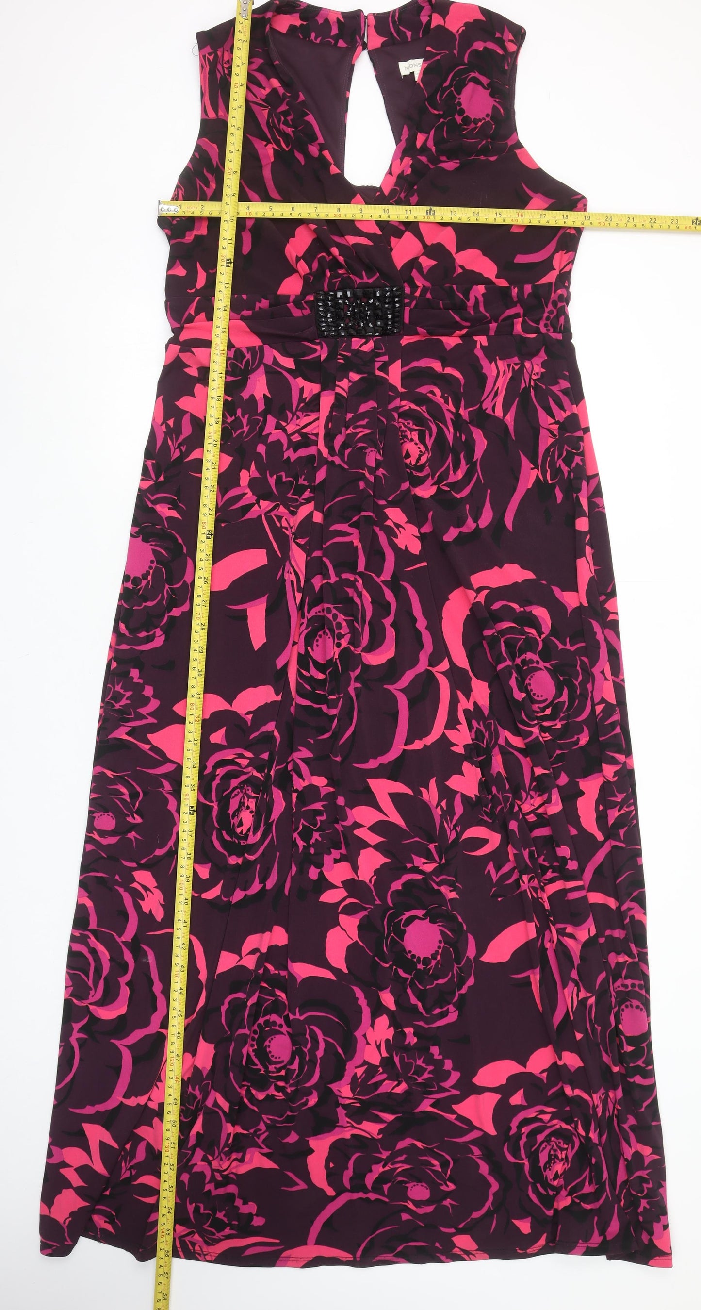 Monsoon Women's Multicoloured Floral Sleeveless Long Wrap Dress Size 18