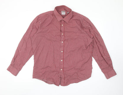 Remus Uomo Men's Red Checked Long Sleeve Cotton Tapered Fit Shirt Size 17