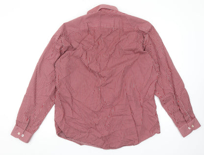Remus Uomo Men's Red Checked Long Sleeve Cotton Tapered Fit Shirt Size 17