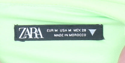 Zara Women Neon Green Bodysuit Medium Polyester Slim Fit