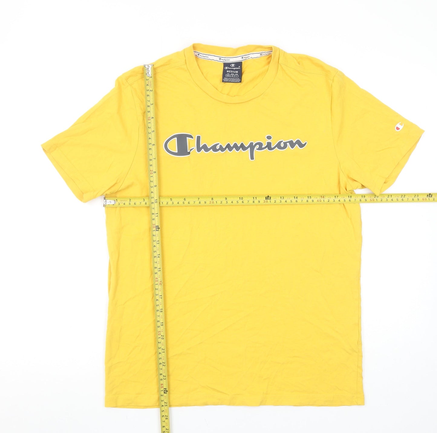 Mens UK Size M Champion Yellow  T-Shirt