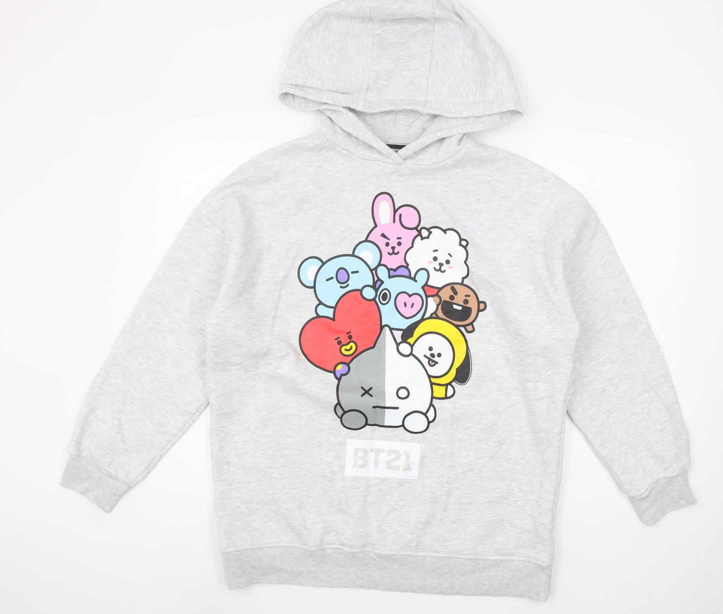 Womens UK Size S BT21 Grey Pullover Hoodie