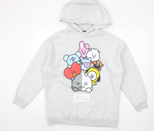 Womens UK Size S BT21 Grey Pullover Hoodie