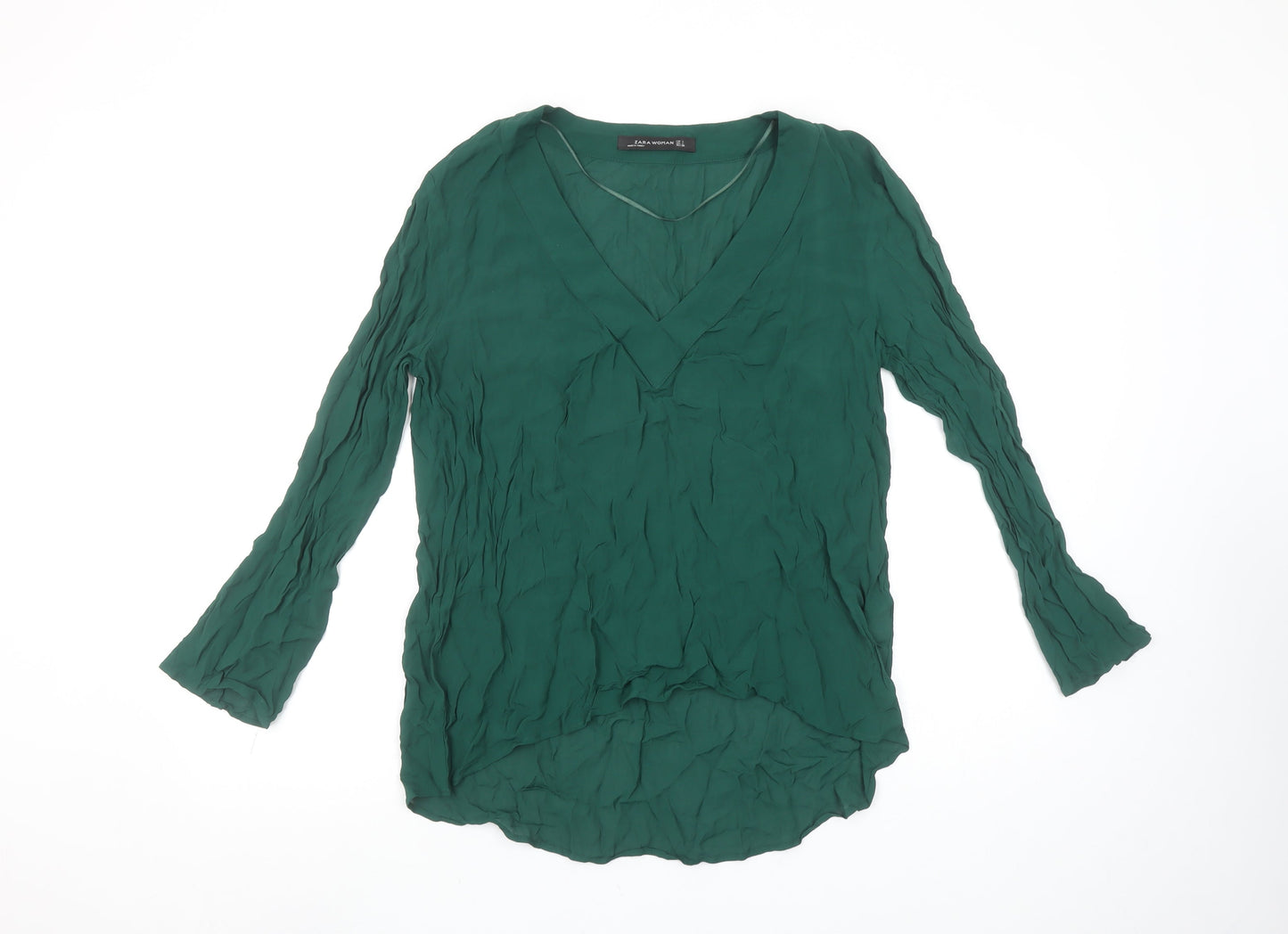 Womens UK Size L Zara Green Tunic Blouse