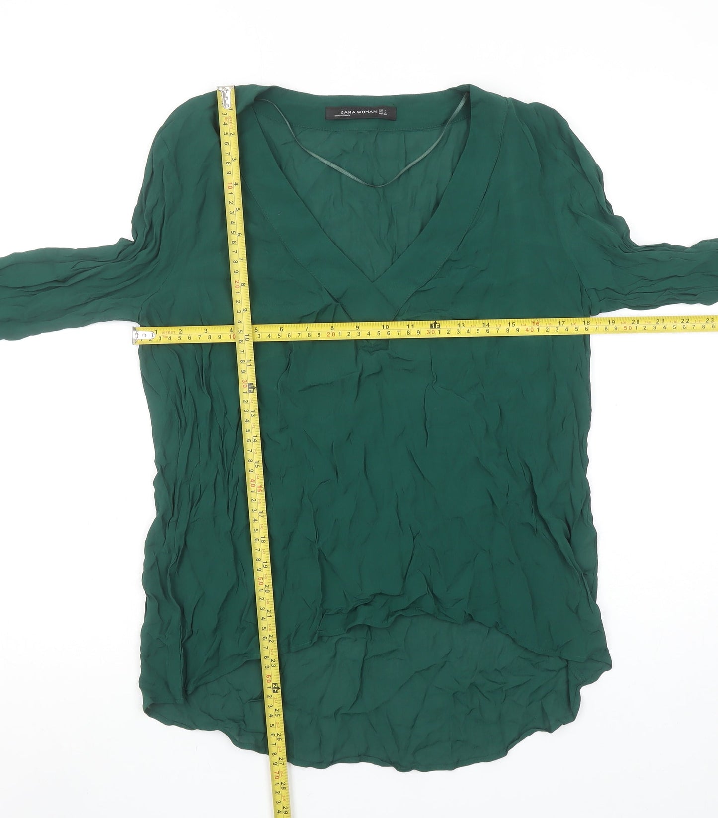 Womens UK Size L Zara Green Tunic Blouse