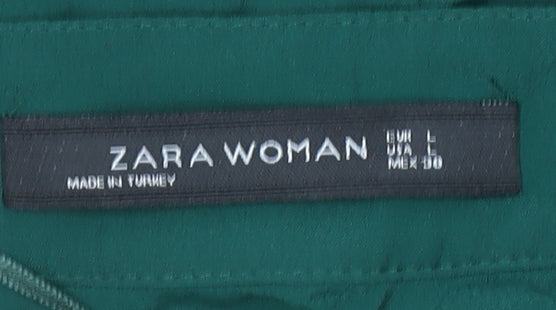 Womens UK Size L Zara Green Tunic Blouse