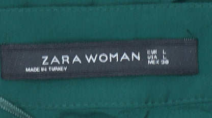 Womens UK Size L Zara Green Tunic Blouse