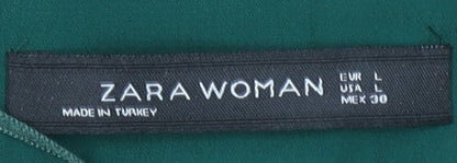 Womens UK Size L Zara Green Tunic Blouse