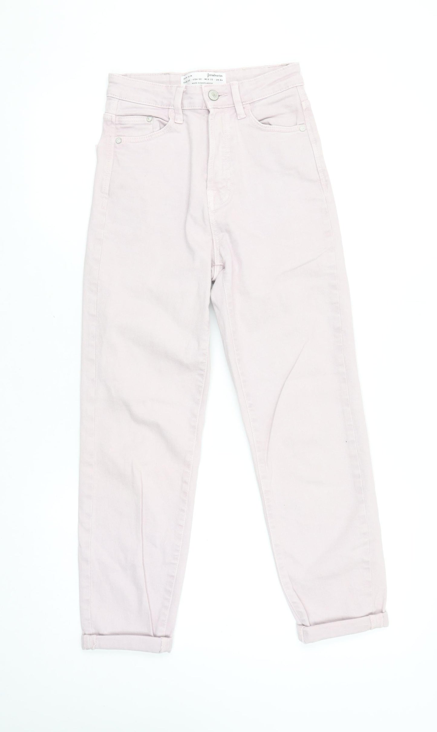Womens UK Size 8 Stradivarius Regular Fit Mom Pink Jeans