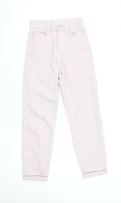 Womens UK Size 8 Stradivarius Regular Fit Mom Pink Jeans
